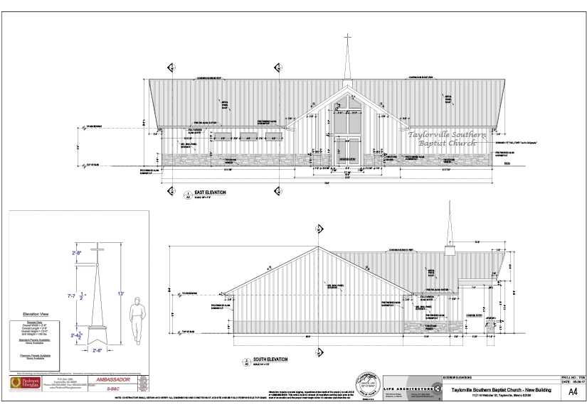 baptist church construction plans drafted by architect david lipe central illinois